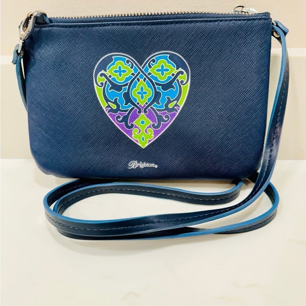 Brighton Blue Crossbody Bag with Colorful Heart - Picture 11 of 11
